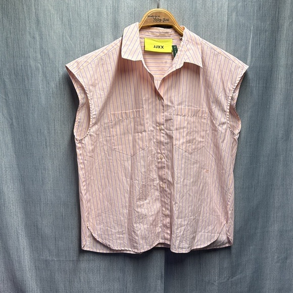 🚩 JXX Sleeveless Pink Striped Shirt size XS NWT - Picture 2 of 5